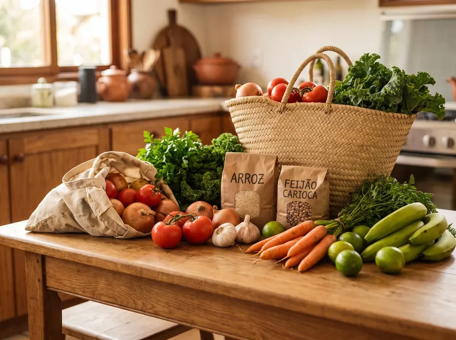 Ingredientes: arroz, feijão, legumes e verduras